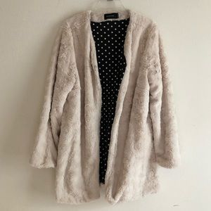 SALE Mink Pink Faux Fur Coat in Cream